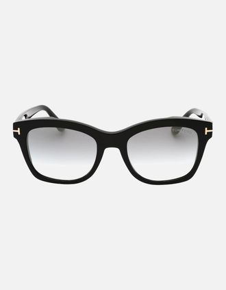 Tom Ford Womens Tom Ford Lauren-02 Grey Mirrored Lens Shiny Black Sunglasses - Size: ONE size