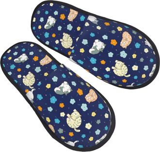Generic Slippers For Men Cartoon Cat And Flower House Slippers For Women Casual Anti-Skid WomenS Slipper, For Hotel, Home, Travel, M