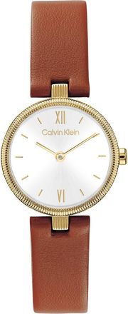 Calvin Klein Womens Textured Bezel Shimmer Dial Watch - White - OS