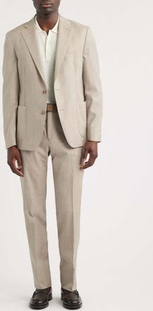 Vince Icon Relaxed Fit Tan Slub Wool & Linen Blend Suit at Nordstrom, Size 36