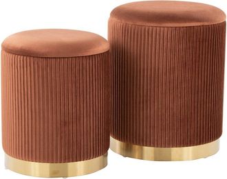 LumiSource Marla Nesting Pleated Ottoman Set