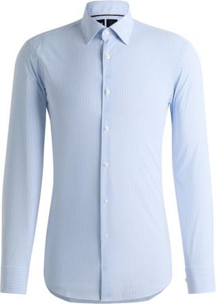 BOSS Slim-fit shirt in striped performance-stretch fabric