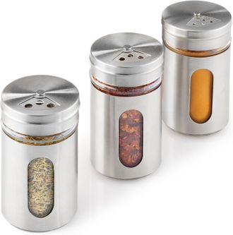 OEM Juego De Tres Tarros De Cristal Y Acero Inoxidable Para Condimentos, 100 Ml