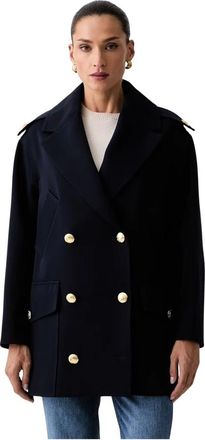 Elisabetta Franchi Double-Breasted Coat - Dames - Mantel - Blauw - S - Polyester - Jassen