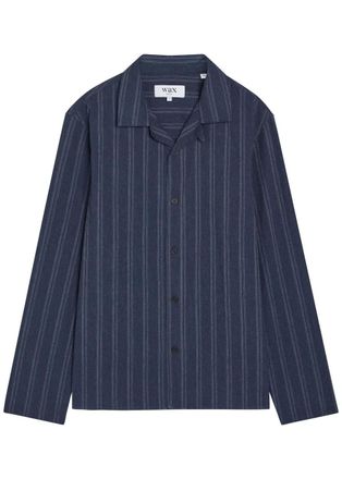 Wax London Corey Striped Cotton-blend Shirt - Navy - XL