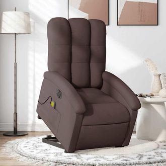 vidaXL Vidaxl - Sill&oacute;n Masaje El&eacute;ctrico Reclinable Elevable Tela Marr&oacute;n Oscuro