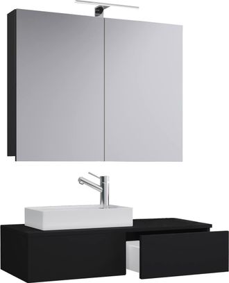 VCM 3tlg washroom washbasin Gudas cabinet in Black