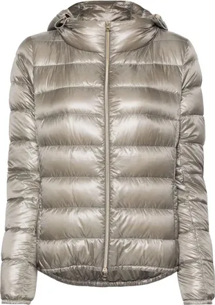 Herno Pearl Gray Slim-Fit Down Jacket With Removable Hood