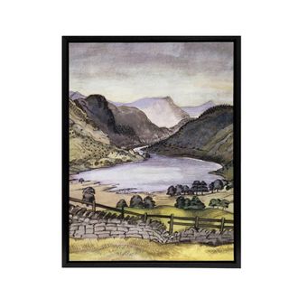 Artery8 Thirlmere Watercolour Landscape Paul Nash Framed Canvas Wall Art Print | Size: W24 x H32