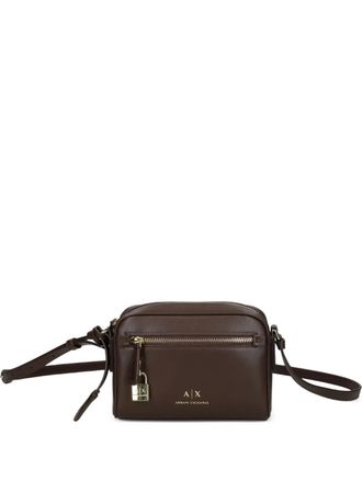 A|X Armani Exchange lock-detail cross body bag - women - Polyurethane/Polyester/Polyester - One Size - Brown