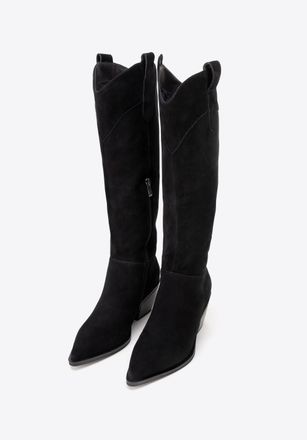 Wittchen Dames Zwarte Su&egrave;de Cowboylaarzen