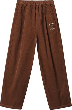 Fingercroxx Pantaloni a coste con ricamo - Marrone