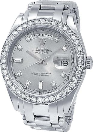 Rolex Pre-owned Rolex Day Date Automatic Chronometer Diamond Silver Dial Mens Watch 18946 SDPM