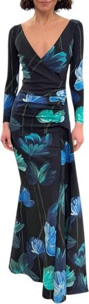 La Petite Robe Di Chiara Boni Koly Print Long Gown In Donna Blue