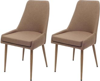 Hhg Lote De 2 Sillas De Comedor Hhg-069, Silla De Cocina Silla Tapizada, Tela/textil (280g/m&sup2;) Metal, Marr&oacute;n