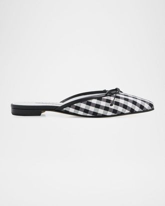 Manolo Blahnik Ballerimu Gingham Mules