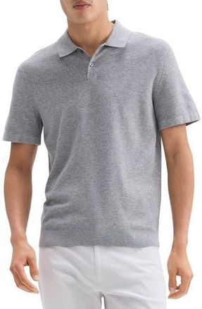 Theory Goris Grid Light Performance Polo in Mlnge Grey at Nordstrom Rack, Size Medium