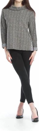 Papillon Tweed Look Cowl Neck Sweater With Stripe Trim In Black