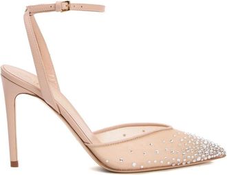 Ninalilou Ankle Strap Mesh Rhinestone Heel 90 Mm Slingback