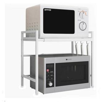 OEM Etagere Pour Micro-ondes - Acier Au Carbone - Repliable 40-64 Cm - Hauteur Reglable 30-44 Cm - Charge Max 15 Kg - 1 Piece