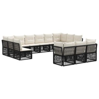 vidaXL Conjunto De Sof&aacute;s De Jard&iacute;n 13 Pcs Negro Rat&aacute;n Sint&eacute;tico Vidaxl