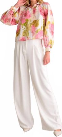 Lavender Brown Leanna Top In Ivory/pink Combo