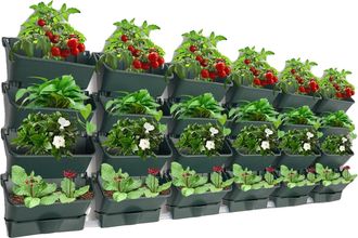 OEM Jard&iacute;n Vertical, 24 Macetas, Dise&ntilde;o Para Montaje En Pared, Riego Autom&aacute;tico Por Goteo, Material Pp, Capacidad De Carga M&aacute;xima 70 Kg