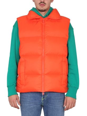 Msgm Orange Quilted Vest Jacket