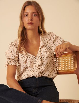 Nobody's Child Cream Ditsy Floral Puff Sleeve Blouse