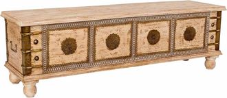 Wanderlust Deco Baul De Madera Artesanal Blanco 146x40x46h Cm