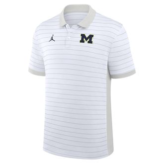 Nike Jordan Mens Michigan Sideline Victory Stripe Jordan Brand Dri-FIT College Polo in White | 0JBG0CEBMWN-FR1