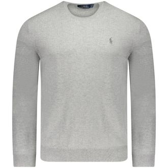 Polo Ralph Lauren Truien & Vesten, Heren, Grijs, XL, Katoen, Grijze Gebreide Trui met Ronde Hals