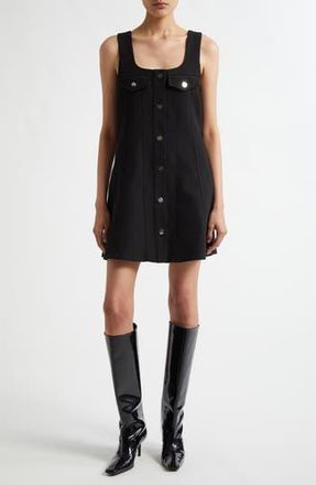 Ganni Snap Front Bonded Crepe Minidress in Black at Nordstrom Rack, Size 4 Us / 36 Eu