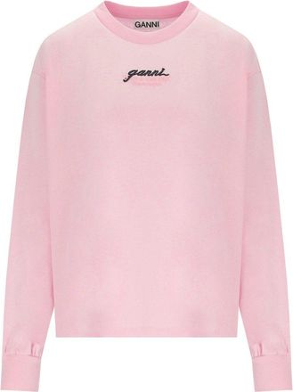 Ganni T-SHIRT A MANICA LUNGA ROSA GANNI