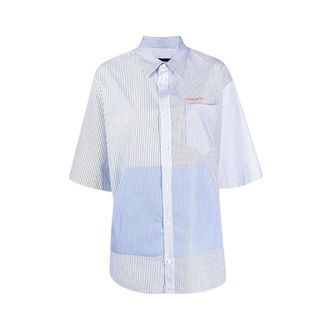 Dsquared2 Shirt met Strepen en Geborduurd Logo - Dames - Overhemden - Blauw - S - Katoen - Overhemden
