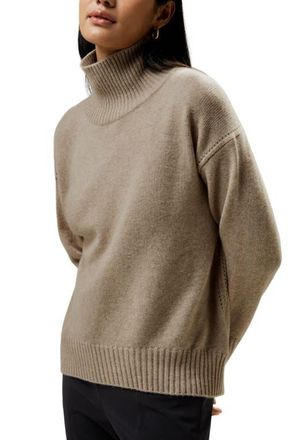 LilySilk Turtleneck Relaxed-Fit Cashmere Sweater in Beige at Nordstrom, Size Medium