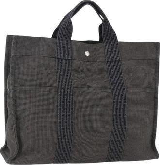 Herm&egrave;s Pre-owned Vintage Canvas Tote Bag - Dames - Vintage Shopper - Grijs - ONE Size - Vintage