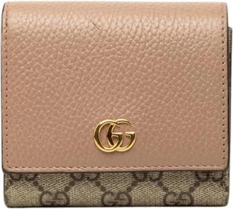 Gucci Pre-owned Vintage Canvas Portemonnee - Dames - Vintage Accessoires - Beige - ONE Size - Leer - Vintage