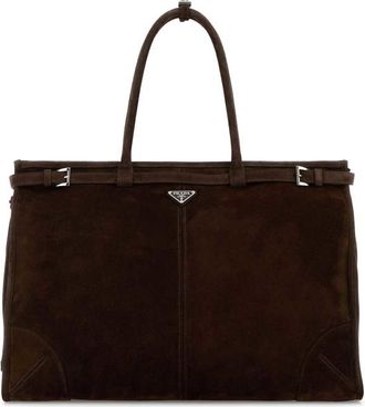 Prada Dark Brown Suede Shopping Bag