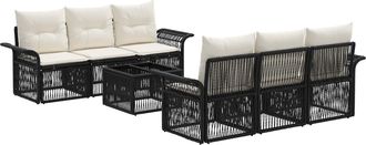 vidaXL Conjunto De Sof&aacute;s De Jard&iacute;n 7 Uds. Negro Rat&aacute;n Sint&eacute;tico Vidaxl