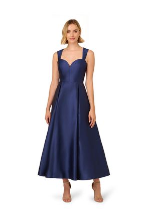 Adrianna Papell Womens Sweetheart Mikado Ankle Dress - Navy - Size 18 UK