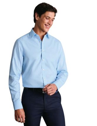 CHARLES TYRWHITT Non-Iron Twill Point Collar Shirt in Sky Blue at Nordstrom, Size 15.5 - 34