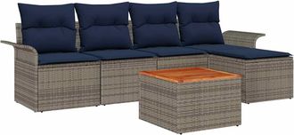vidaXL Conjunto De Sof&aacute;s De Jard&iacute;n 6 Uds. Gris Rat&aacute;n Sint&eacute;tico Vidaxl