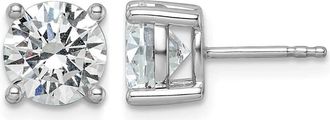 Diamond2Deal 14k White Gold 3 ct Round Lab Grown Diamond Stud Earrings VS Clarity, G-H Color