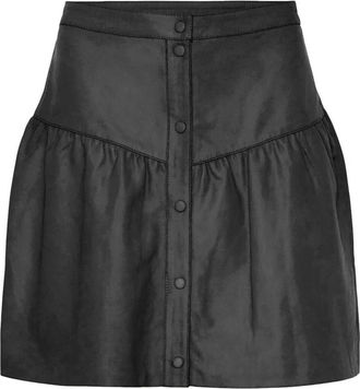 Notyz Rok met Knopen - Dames - Leren & Su&egrave;de rokken - Zwart - XS - Leer - Rokken