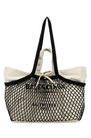 Balenciaga Two Tone Canvas And Mesh Medium 24/7 Shopping Bag
