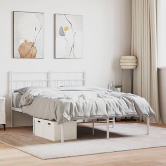 Berkfield Home Metal Bed Frame with Headboard White 150x200 cm King Size