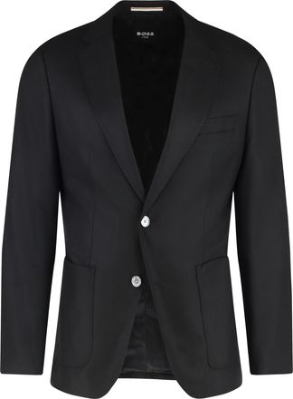 HUGO BOSS Mens Single-breasted Two-button Jacket - Black Wool - Size EU 46 (Mens)