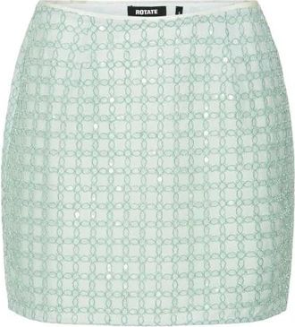 Rotate Rotate Birger Christensen, Rokken, Dames, Groen, S, Leer, Beaded Mini Skirt