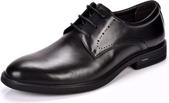 Generic Dress Oxford for Men Lace Up Round Toe Derby Shoes Genuine Leather Anti-Slip Non Slip Resistant Party(5.5 UK) Black